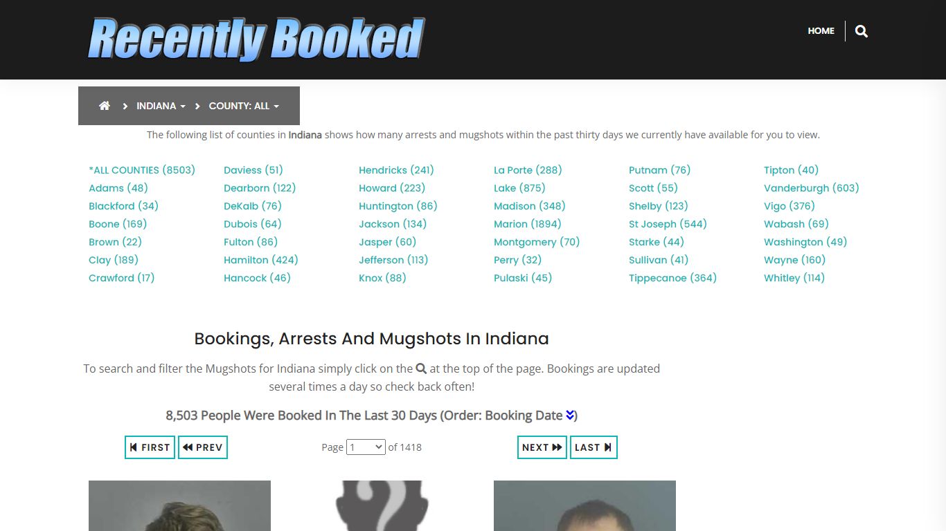 Recent bookings, Arrests, Mugshots in La Porte County, Indiana